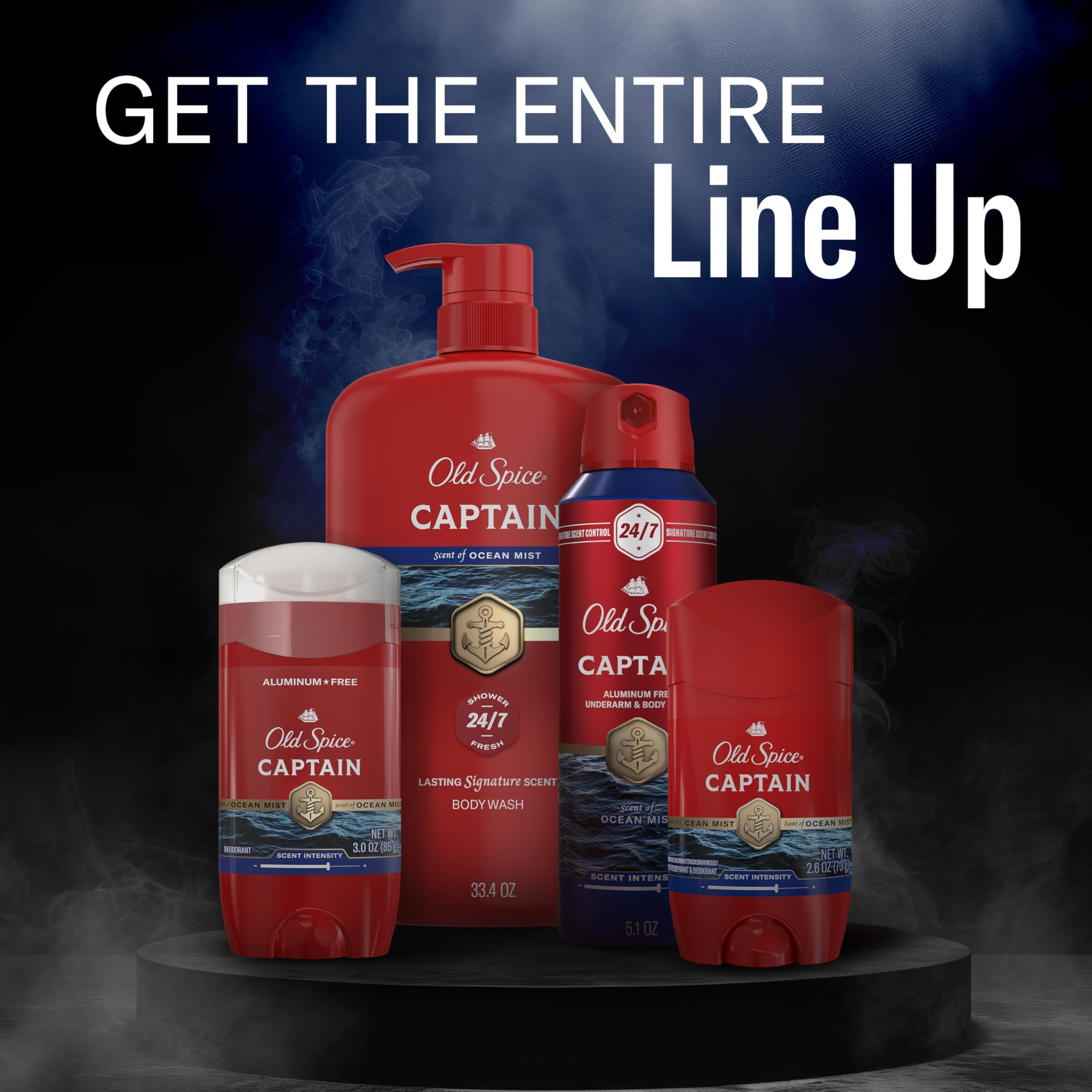 Old Spice Refreshing Body Wash for Men, 3X Defense, 24/7 Shower Fresh with Long Lasting Scent, Red Collection, Captain with Bergamot Scent, 33.4 oz