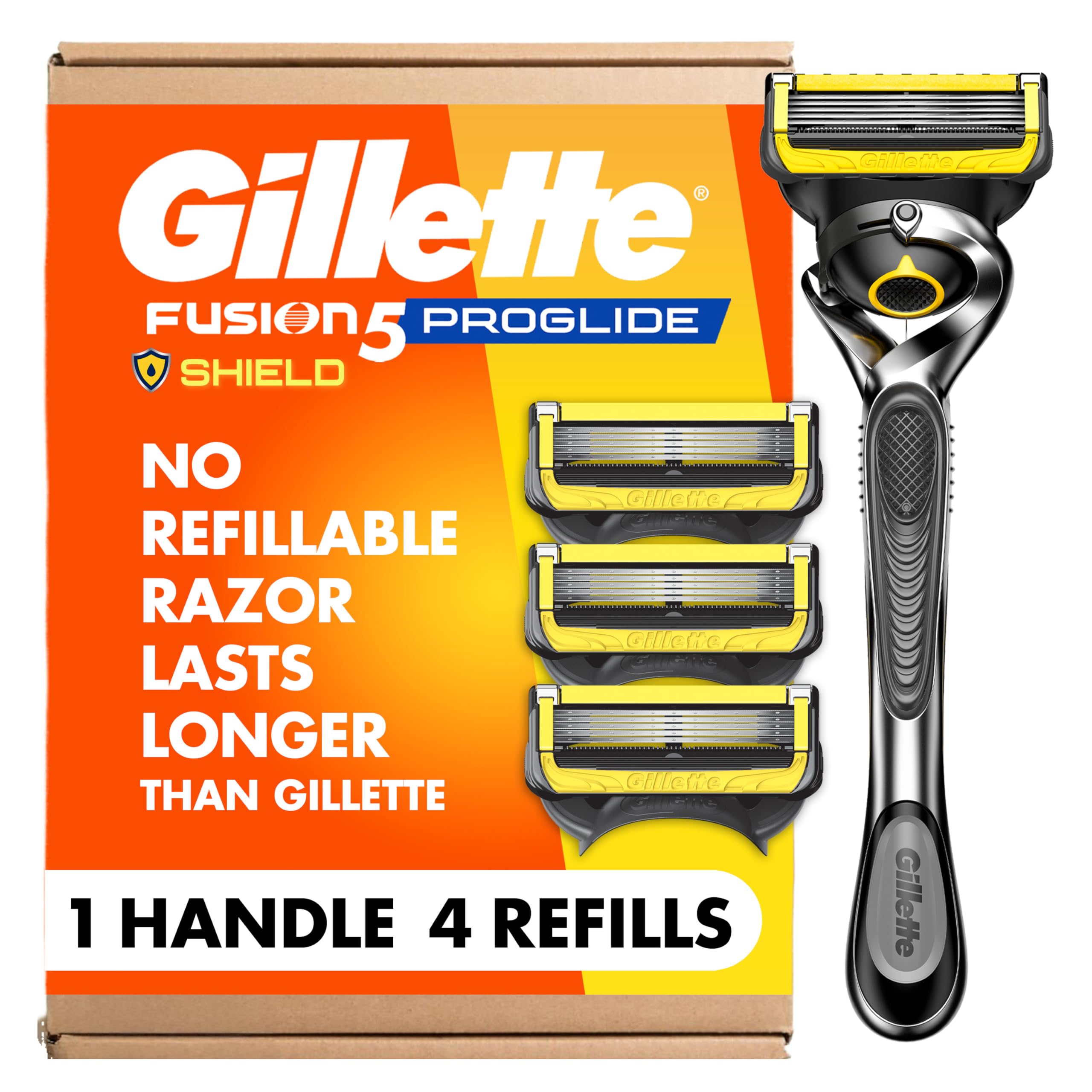 Buy now Gillette ProGlide Shield Razor for Men, Handle + 2 Blade Refills 1 Razor, 4 Refills at indiglob india