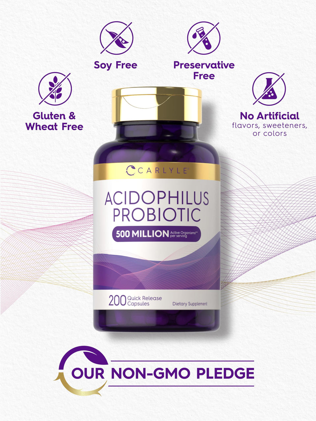 Carlyle Acidophilus Probiotic Capsules for Women and Men | 500 Million CFU