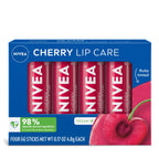 Buy now NIVEA Lip Care, Fruity Tinted Lip Balm Variety Pack, Cherry, Strawberry, Blackberry and Watermelon Flavors, 3-in-1 Moisture, Repair and Color, 0.17 Oz Stick, Pack of 4 at indiglob india