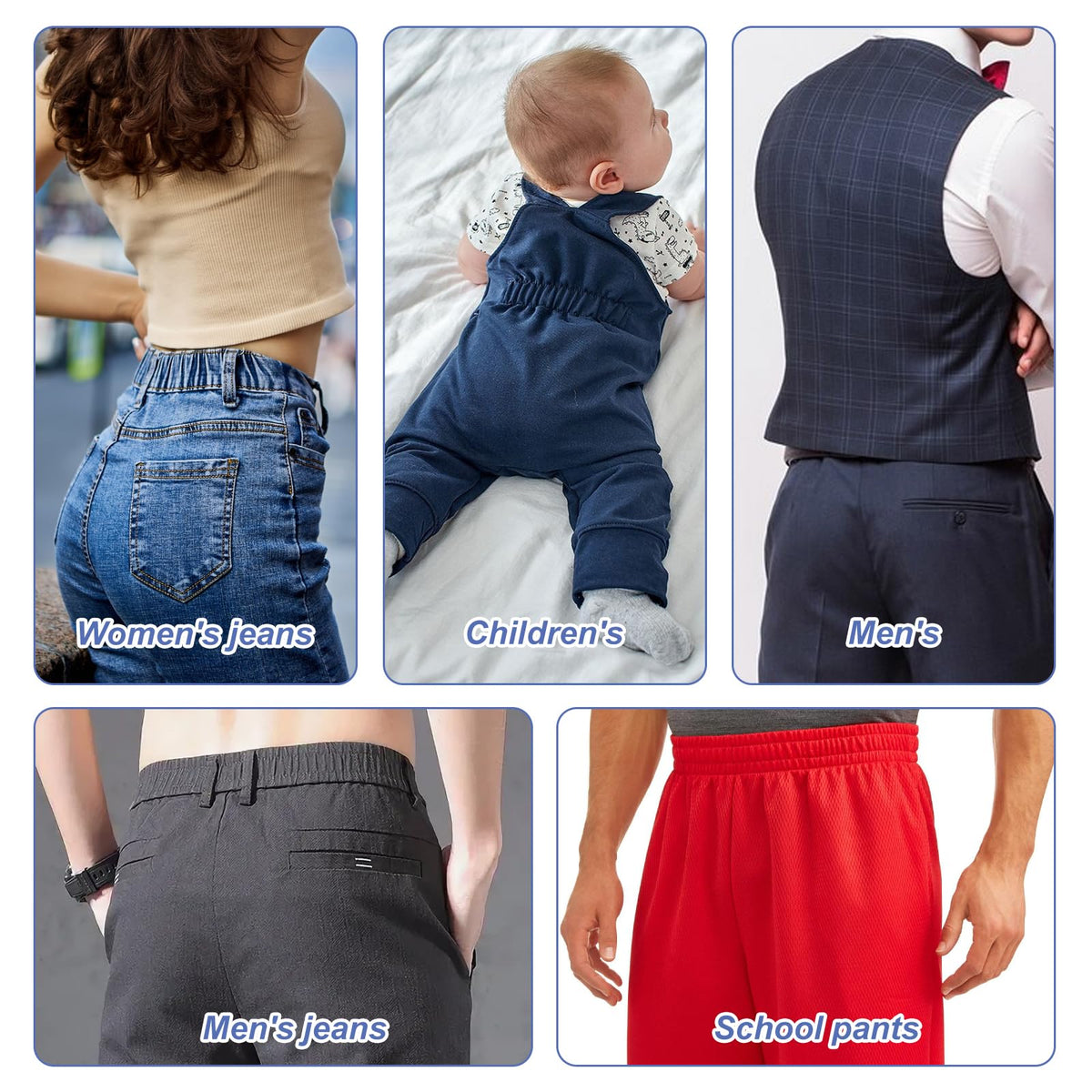 6 Pcs Waist Tightener for Pants Women Jeans Button Tightener Pants Adjuster Waist Tightener Jeans Waist Tightener Jean Button Waist Tightener Suitable Elastic Waist Extenders for Women Men (Black)