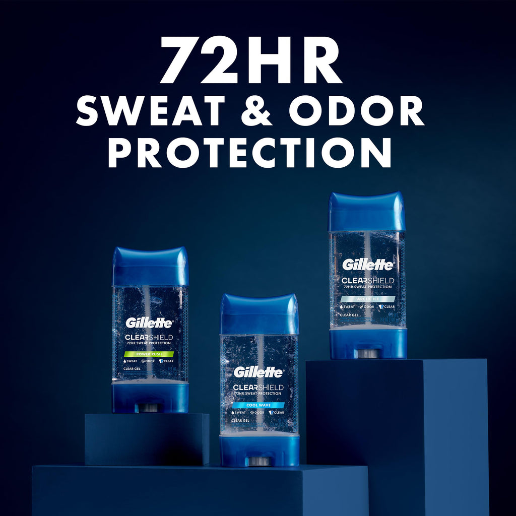 Gillette Antiperspirant and Deodorant for Men, 72hr Sweat & Odor Protection, Long Lasting Freshness, Anti-White Mark Technology, Clear Gel, Arctic Ice Scent, 3.8 oz (Pack of 2)