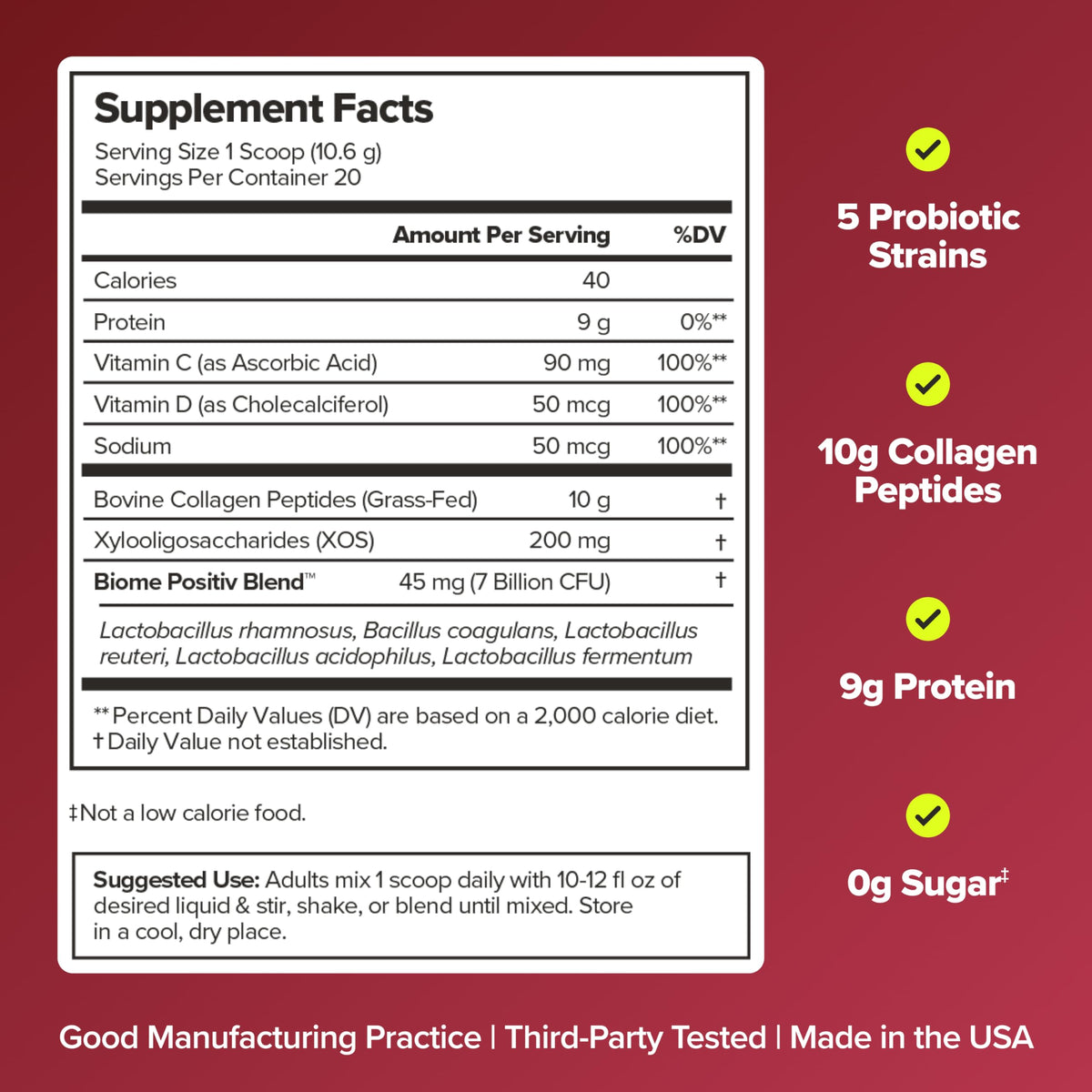URO Probiotic + Collagen Powder – Vaginal, Skin & Gut Health – 20 Servings