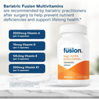 Buy now Bariatric Fusion High ADEK Multivitamin with Iron | Bariatric Multivitamin for Duodenal Switch | Easy to Swallow ADEK Vitamins Bariatric | 90 Capsules | One Month Supply at indiglob india