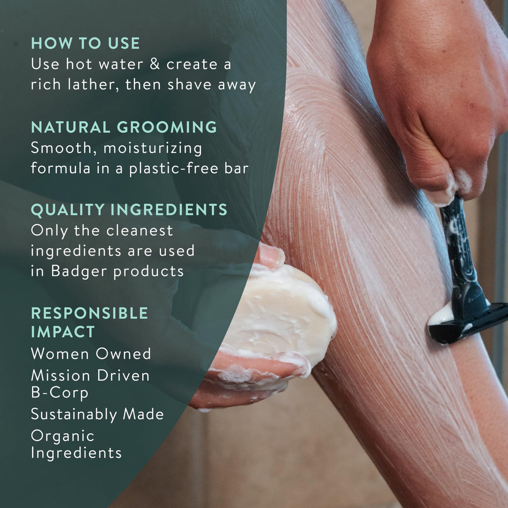 Badger Organic Shaving Soap Puck, Plastic-Free, Rich Lather, 3.15 oz Bar