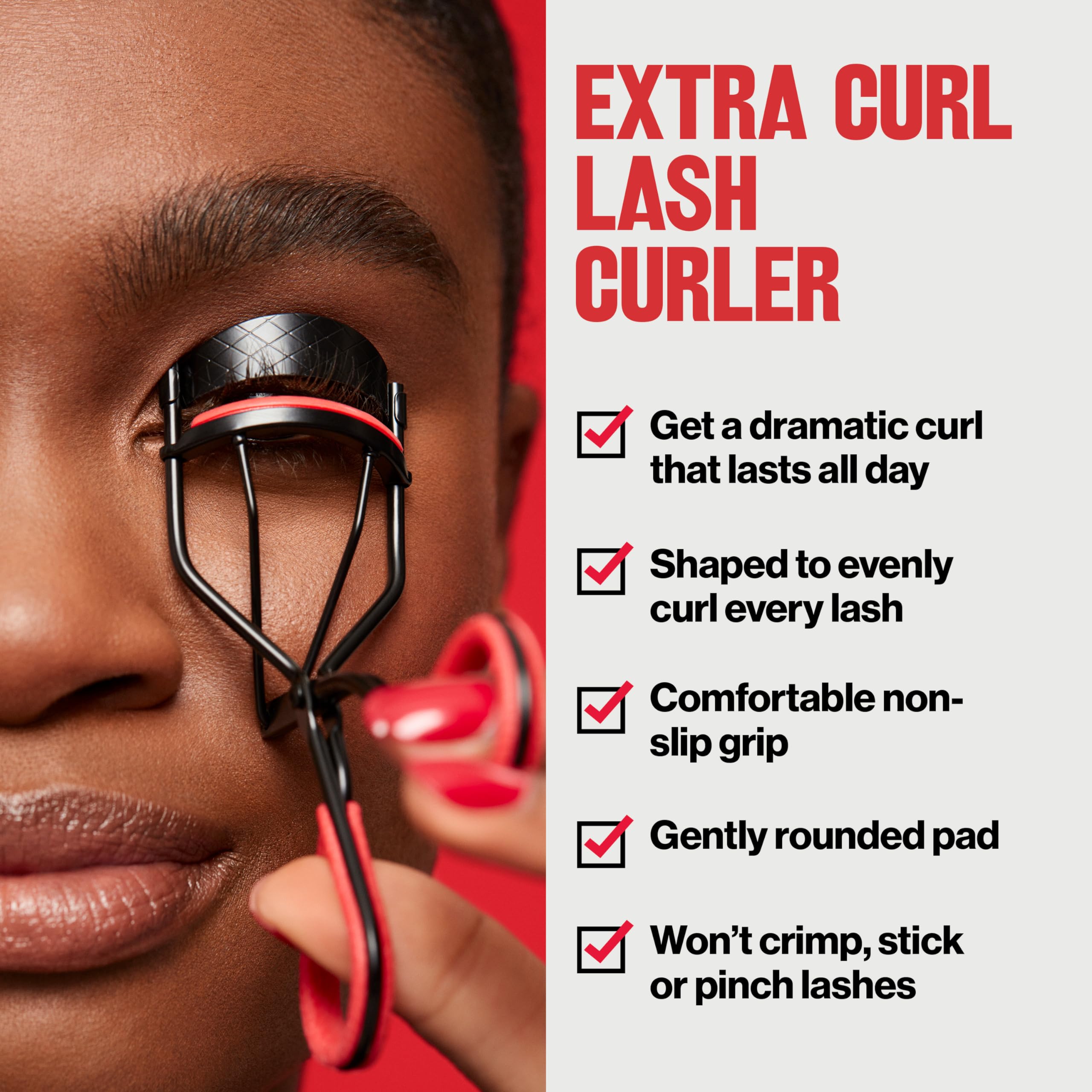 Buy now Revlon Extra Curl Lash Curler, Gives an All Day Dramatic Curl, with Finger Grips for a Non Slip Grip, Easy to Use, 1 Count at indiglob india
