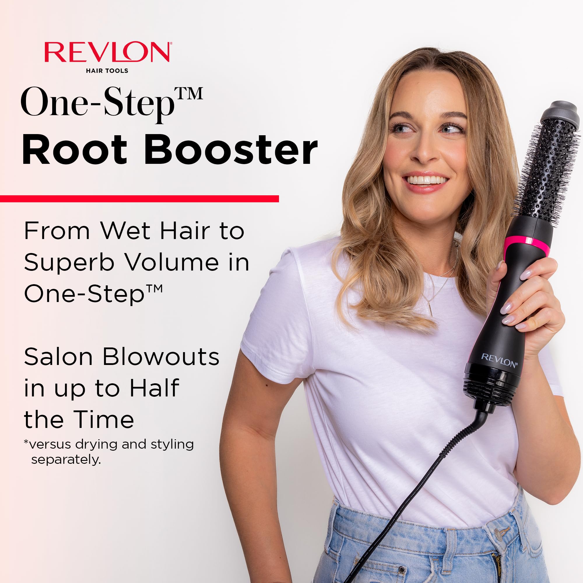 REVLON One-Step Root Booster Round Brush Hair Dryer and Styler, 1.5" Barrel
