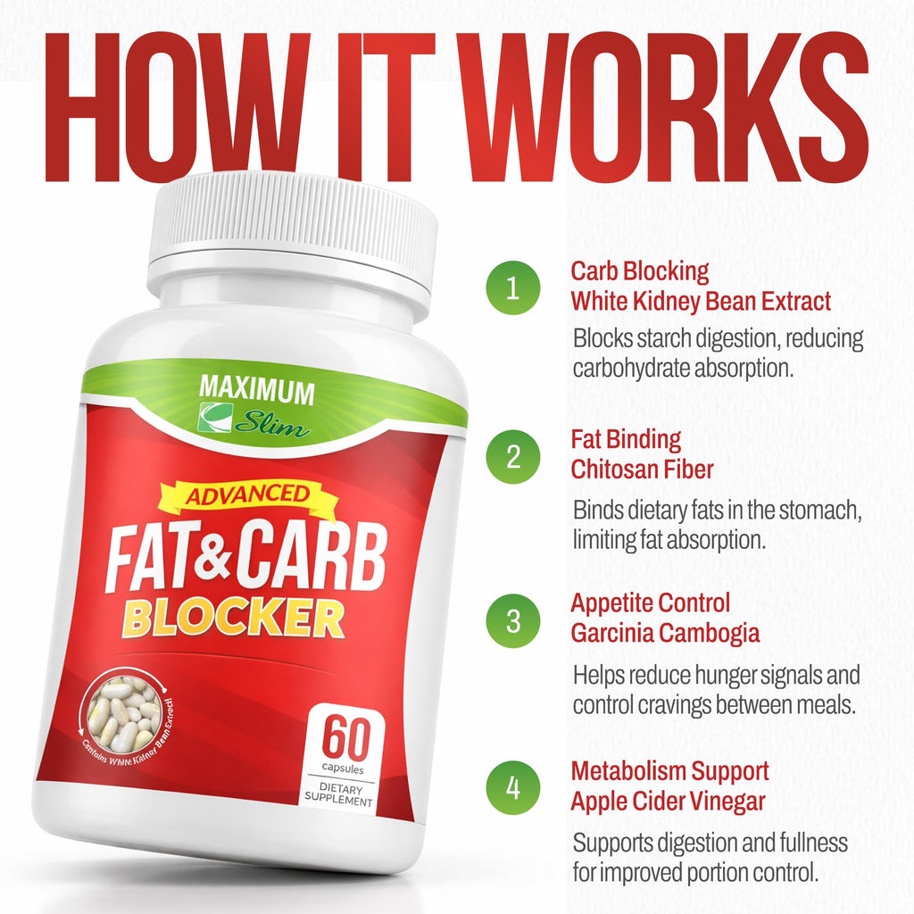 Maximum Slim Fat & Carb Blocker Pure Kidney Bean Extract for Weight Loss and Appetite Suppressant,