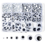 Bflaae 764pcs Black Wiggle Googly Eyes Self Adhesive, 4mm 6mm 8mm 10mm 12mm 15mm 20mm Large and Small Googly Eyes for Crafts