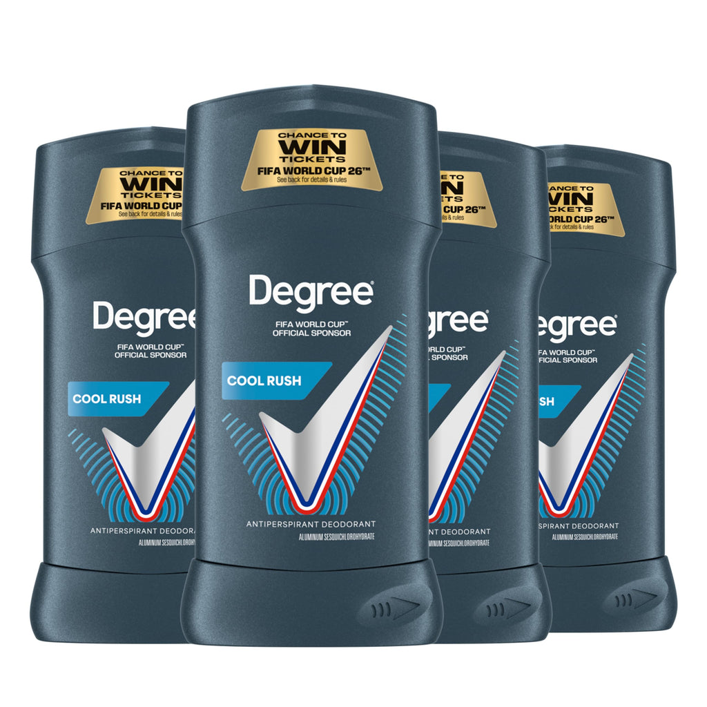 Degree Men Advanced Antiperspirant Cool Rush Sweat and Odor 4 Count 2.6 oz | 72-Hour Sweat and Odor Protection For Men With MotionSense Technology
