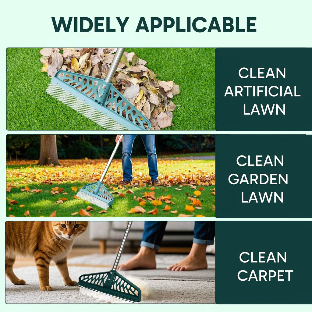 YEELOR Artificial Grass Rake Innovative Double Sided Turf Rake, 60-Inch Adjustable Handle for Cleaning and Fluffing Artificial Turf, Lawns, Carpets, Patios - Removes Leaves, Pet Hair & Debris