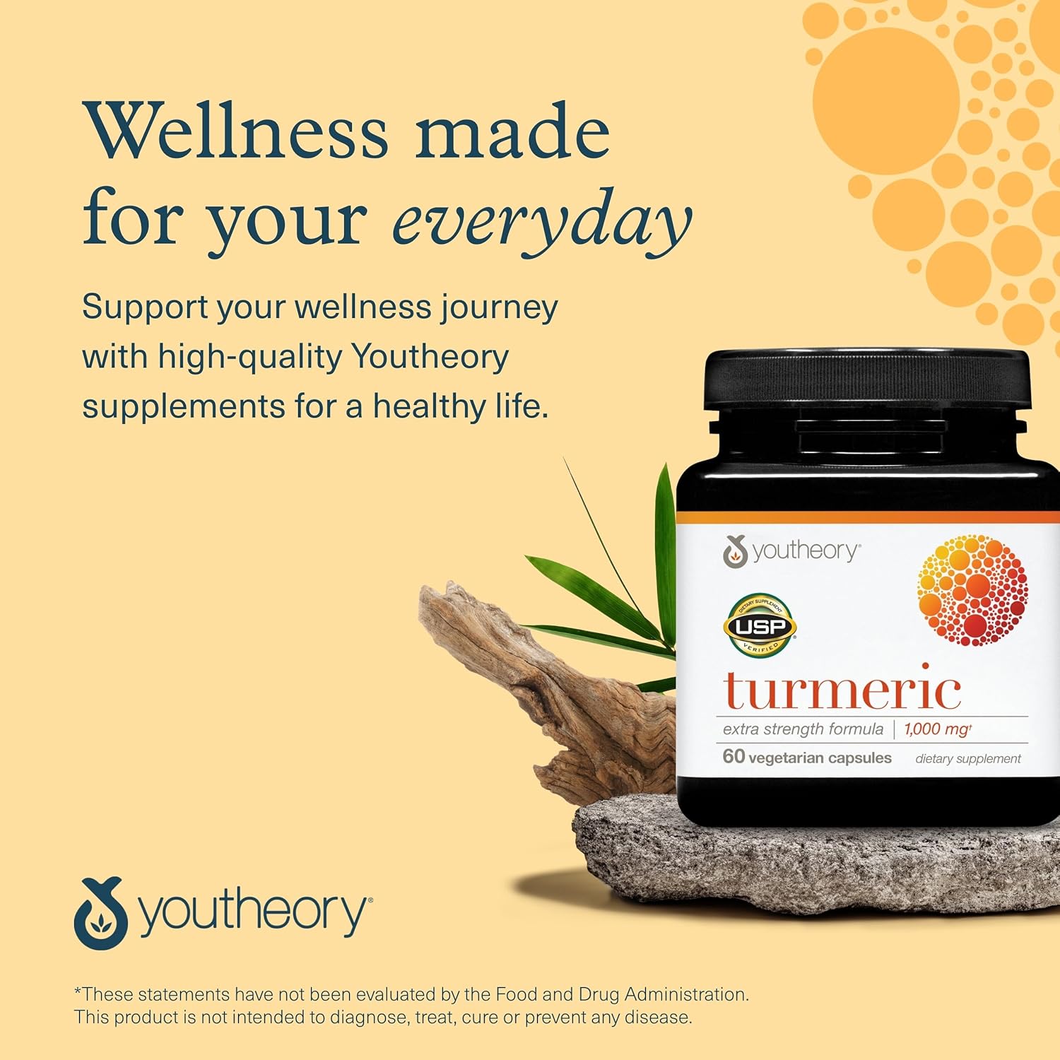Buy now Youtheory Turmeric Extra Strength - 1,000 mg Turmeric Supplement - with 10 mg Black Pepper - Curcumin Joint Support* - Soy, Dairy & Gluten Free - 60 Vegetarian Capsules at indiglob india