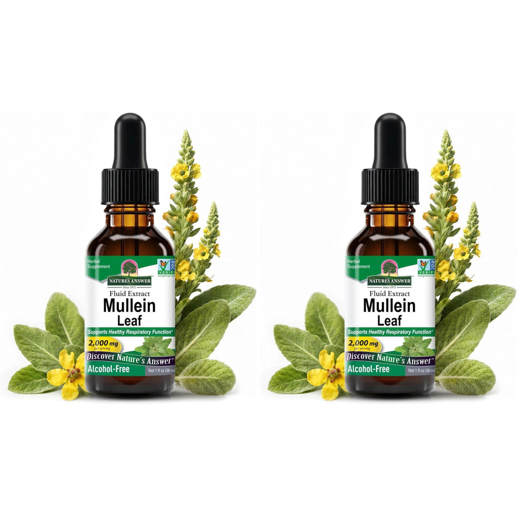 Nature's Answer Mullein Herb-Mullein Leaf Extract for Lungs - Alcohol Free, Non GMO, Made in USA - Supports Respiratory Function & Promotes Healthy Lungs-Mullein Leaf 1 Ounce Extract (Pack of 2)