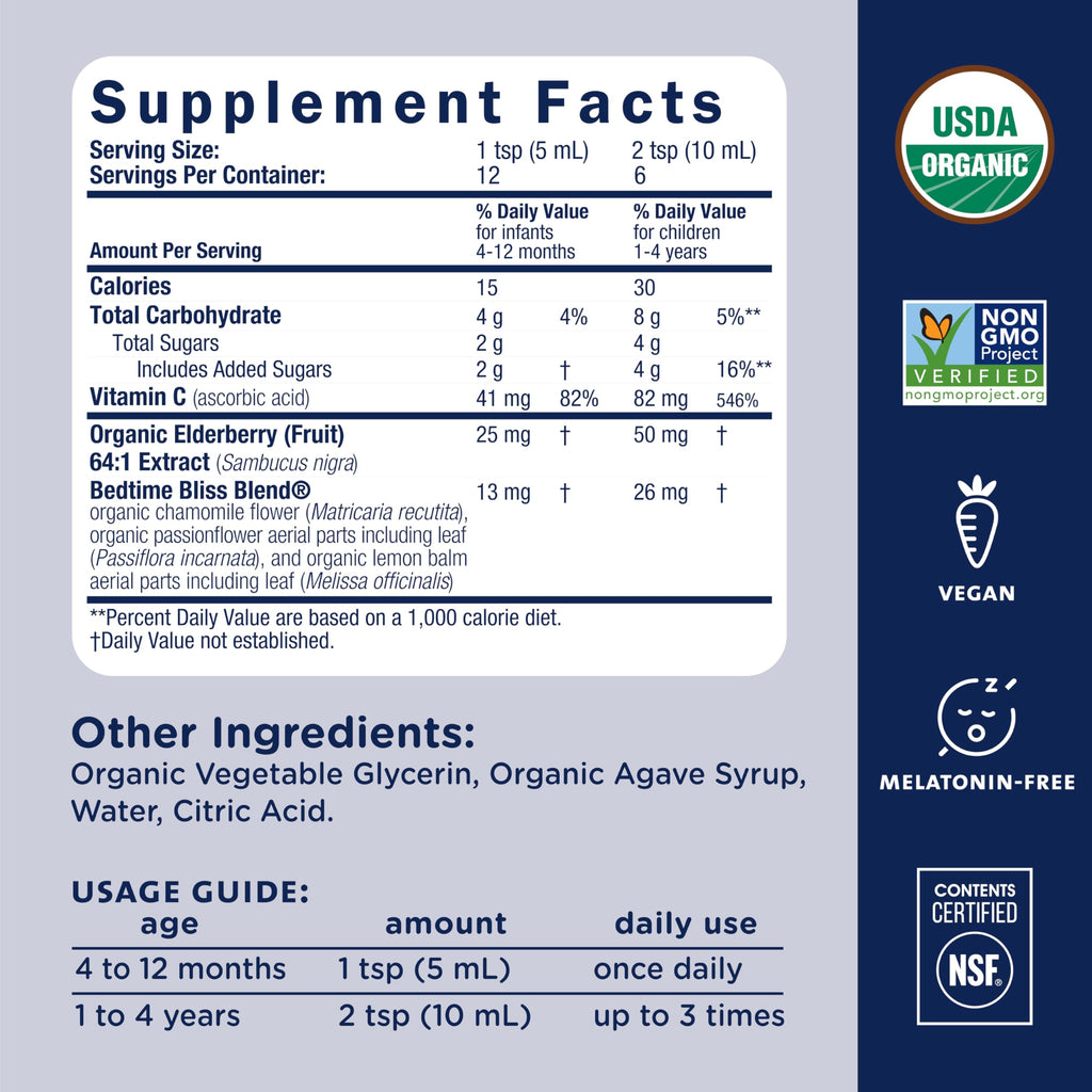 Mommy's Bliss Organic Baby Bedtime Drops + Overnight Immunity Support*, Promotes Restful Night, Melatonin Free, Age 4 Month+, 2 Fl Oz