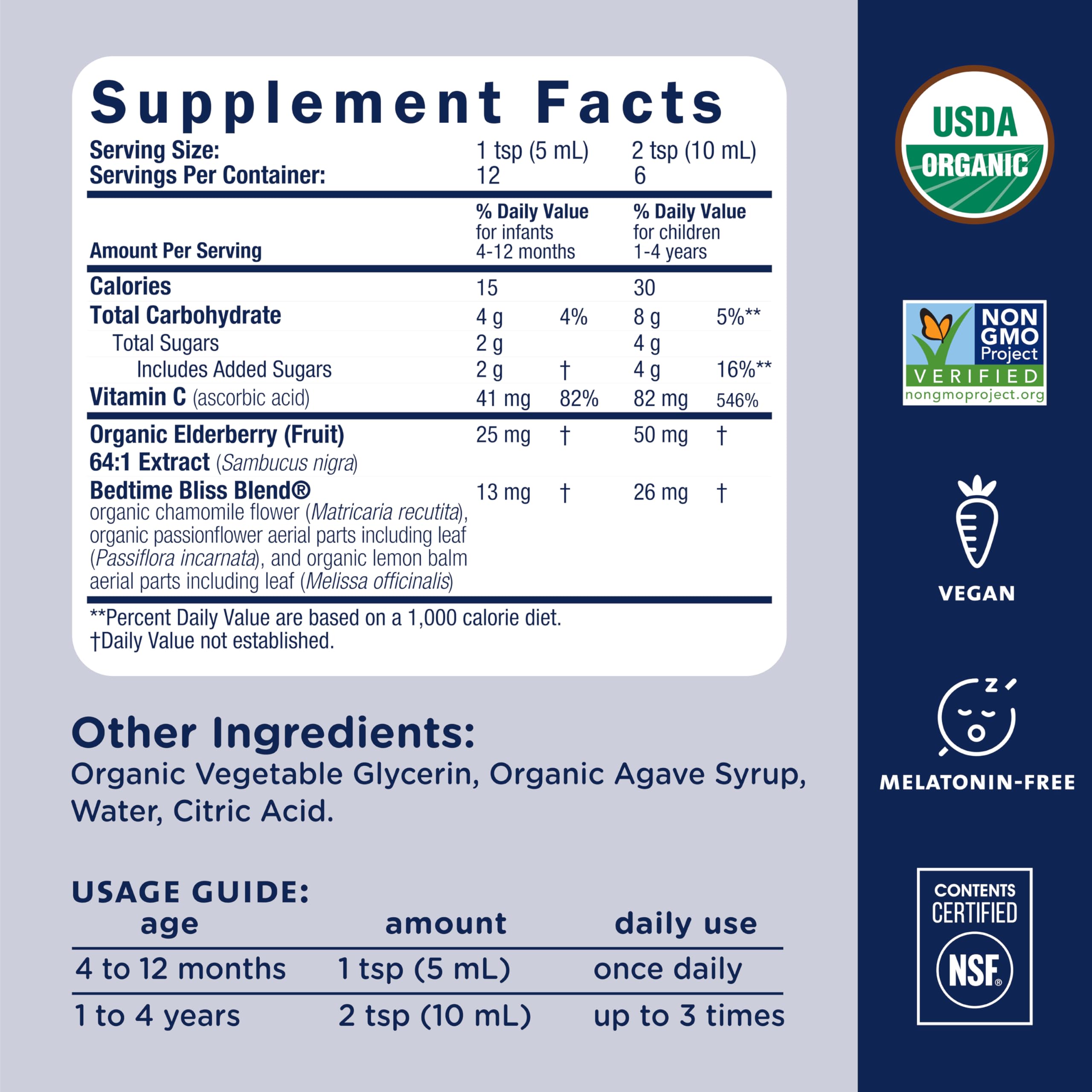 Mommy's Bliss Organic Baby Bedtime Drops + Overnight Immunity Support*, Promotes Restful Night, Melatonin Free, Age 4 Month+, 2 Fl Oz