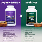 Paleovalley 100% Grass Fed Organ Complex, Beef Liver, Heart and Kidney | Whole Food Multivitamin, Vitamin B12 Supplement, Nutrient Dense Superfood, Freeze Dried, Pasture Raised, Ancestral Nutrition