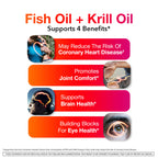 MegaRed Omega 3 Fish Oil & Antarctic Krill Oil Softgels for Brain, Heart, Joints & Eye Support, (80 Count Bottle), Concentrated Omega 3 Fatty Acid Supplement with EPA, DHA, Phospholipids
