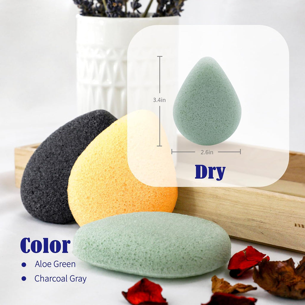 Buy now myHomeBody Natural Konjac Facial Sponges â€“ Teardrop Shape - for Gentle Face Cleansing and Exfoliation - with Activated Charcoal and Aloe Vera, Set of 4 at indiglob india