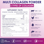 NATURE TARGET Multi Collagen Peptides Powder, 35 Servings | Type I, II, III, V, X, Hydrolyzed Collagen Peptides with Vitamin C Hyaluronic Acid, Supports Skin Hair Nail & Joint