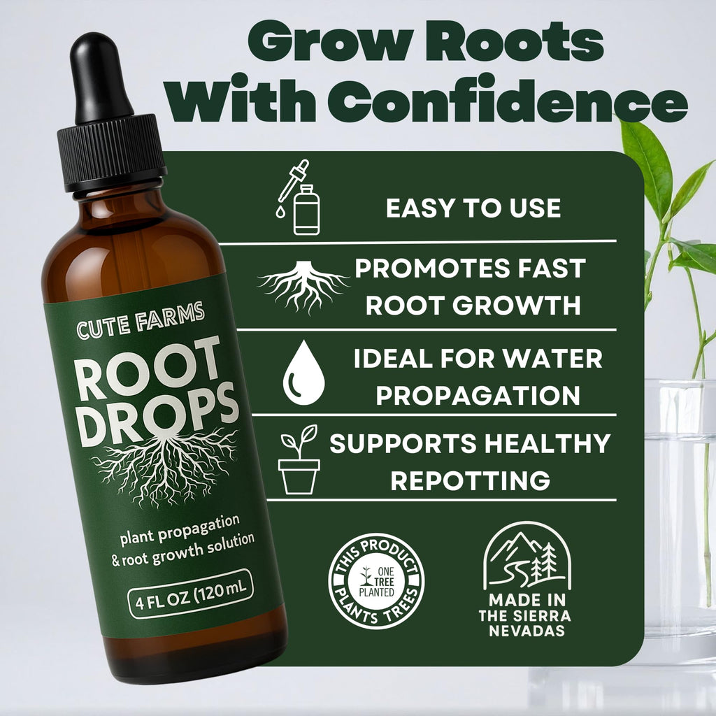 Root Drops - Liquid Rooting Booster | Rapid Growth, Stronger Root System, Reduced Transplant Shock | Ideal for Water, Soil, Leca | Perfect for Indoor Plants: Pothos, Monstera, Philodendron (4 oz)