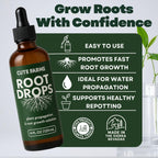 Root Drops - Liquid Rooting Booster | Rapid Growth, Stronger Root System, Reduced Transplant Shock | Ideal for Water, Soil, Leca | Perfect for Indoor Plants: Pothos, Monstera, Philodendron (4 oz)