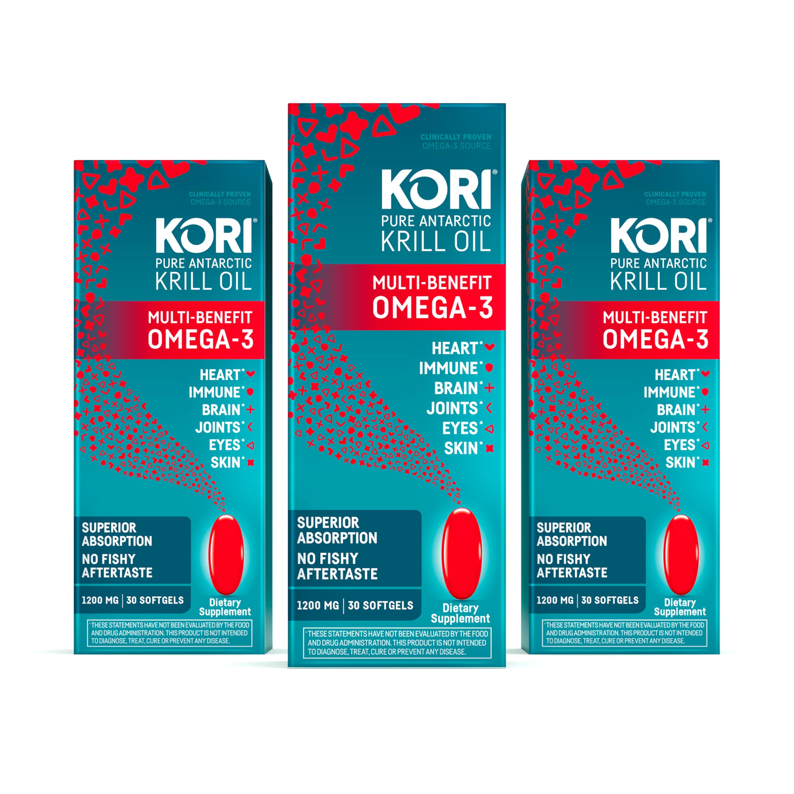Kori Krill Oil Omega 3 Supplement, Antarctic Krill Oil with Superior Absorption vs Fish Oil, 1200mg Softgels,EPA & DHA, 30 Softgels