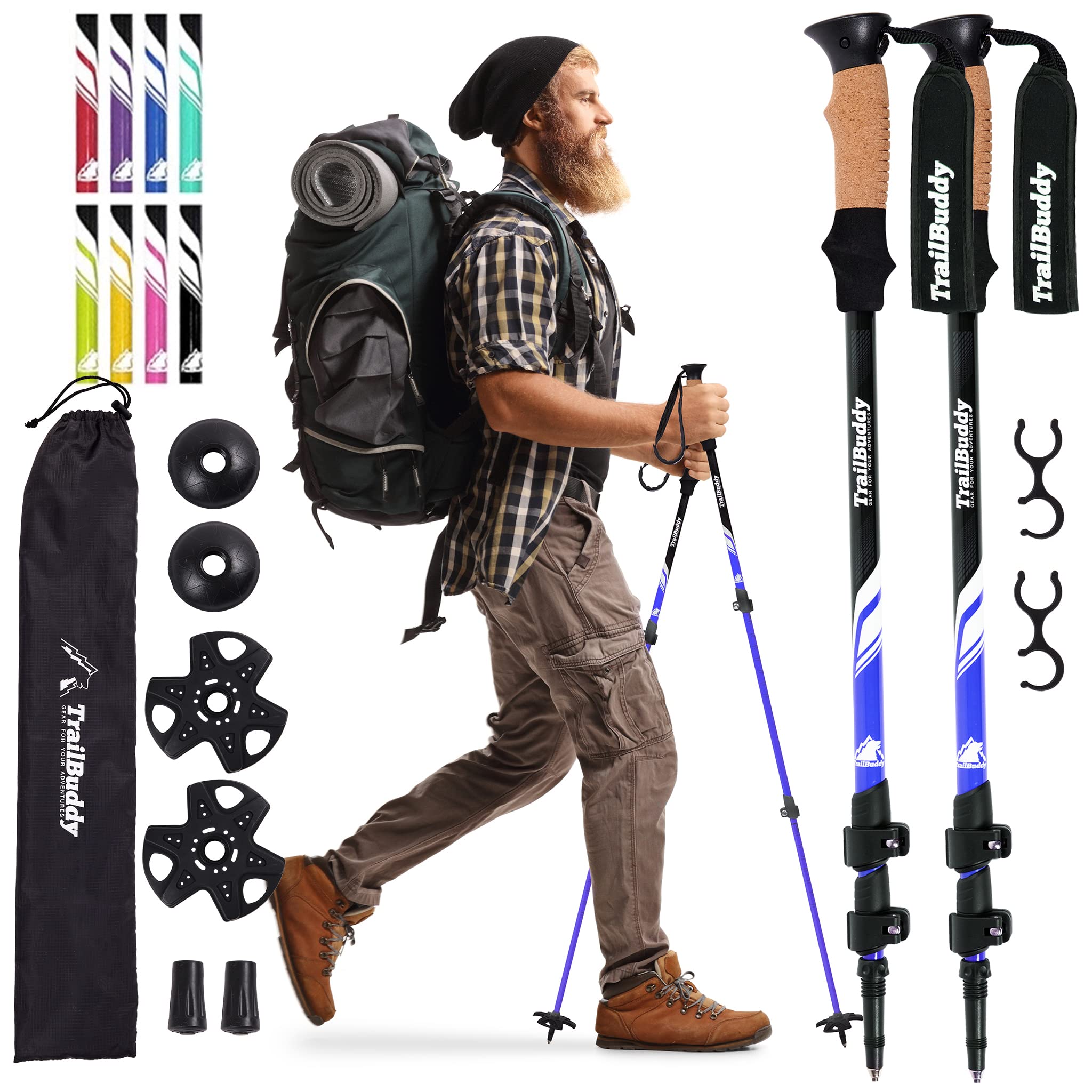 Buy now TrailBuddy Trekking Poles â€“ Lightweight 7075 Aluminum Hiking Poles for Women, Men & Seniors â€“ Collapsible or Foldable Walking Sticks for Travel, Trails & Balance at indiglob india