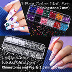 Teenitor Nail Charms and Nail Art Tools Set, Nail Art Kit with 5 Boxes of 3D Nail Charms and Gems Rhinestones, 15 Pcs Nail Art Brushes, 5 Pcs Nail Dotting Tools, 2 Set of Nail Stand