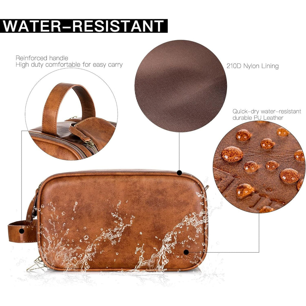 Buy now Elviros Toiletry Bag for Men, Large Travel Shaving Dopp Kit Water-resistant Bathroom Toiletries Organizer PU Leather Cosmetic Bags at indiglob india