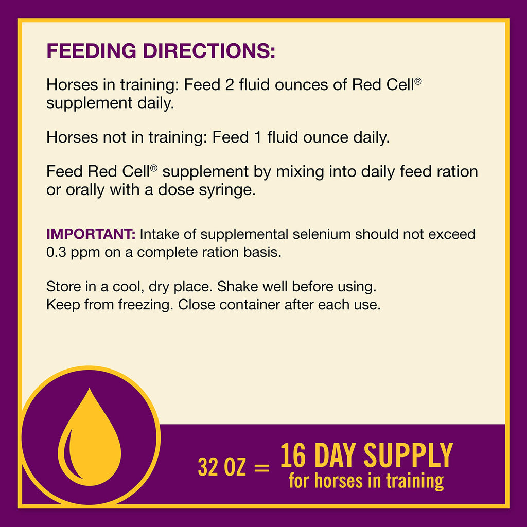Horse Health Red Cell, Liquid Iron-Mineral Supplement 1 Qt, 16-Day Supply