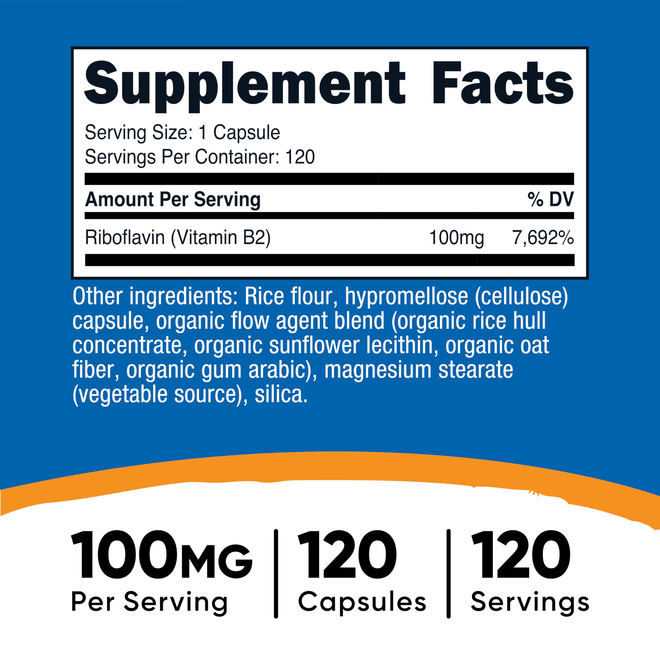 Nutricost Vitamin B2 (Riboflavin) 100mg, 120 Capsules, Gluten Free | GMO-Free