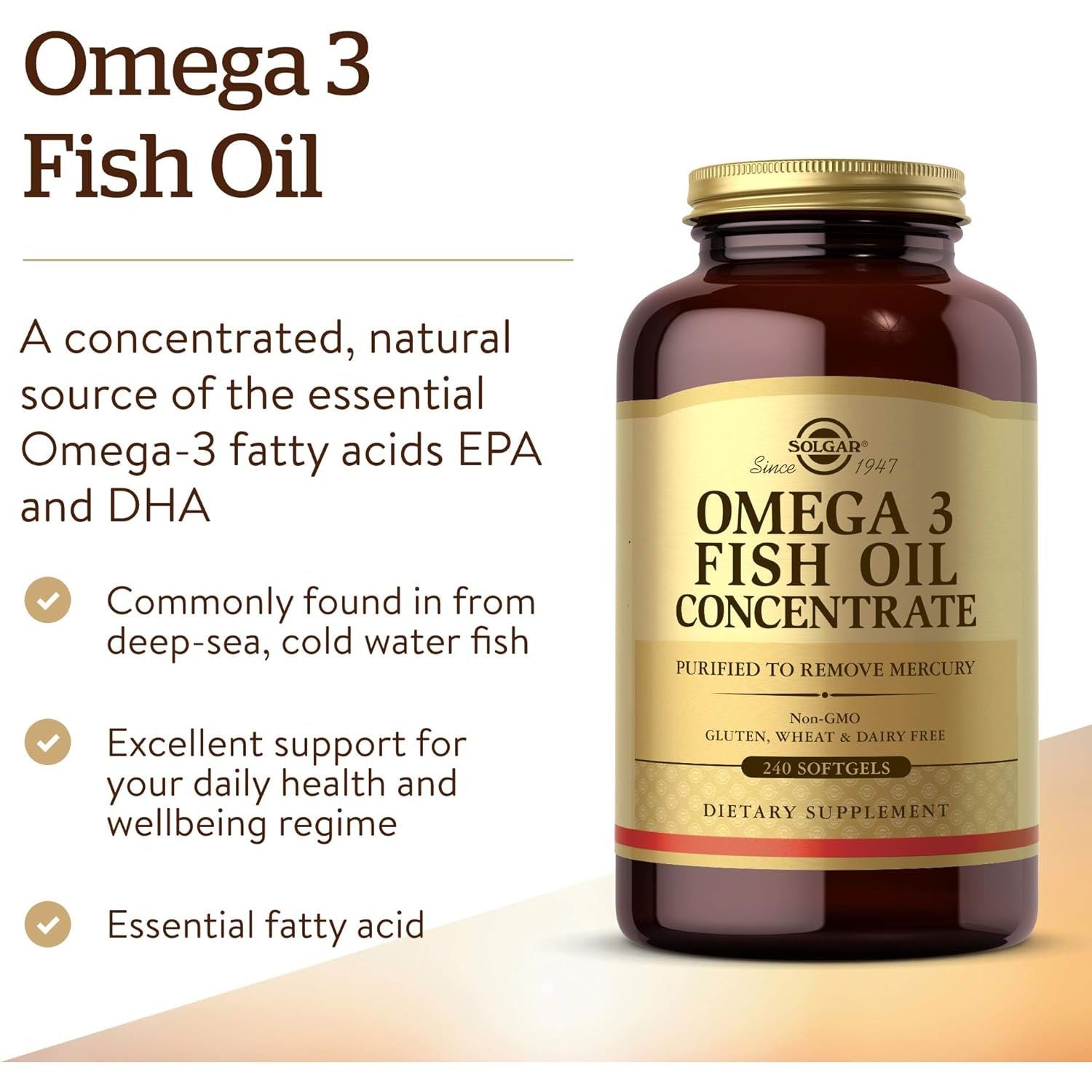 Buy now Solgar Omega-3 Fish Oil Concentrate, 240 Softgels at indiglob india