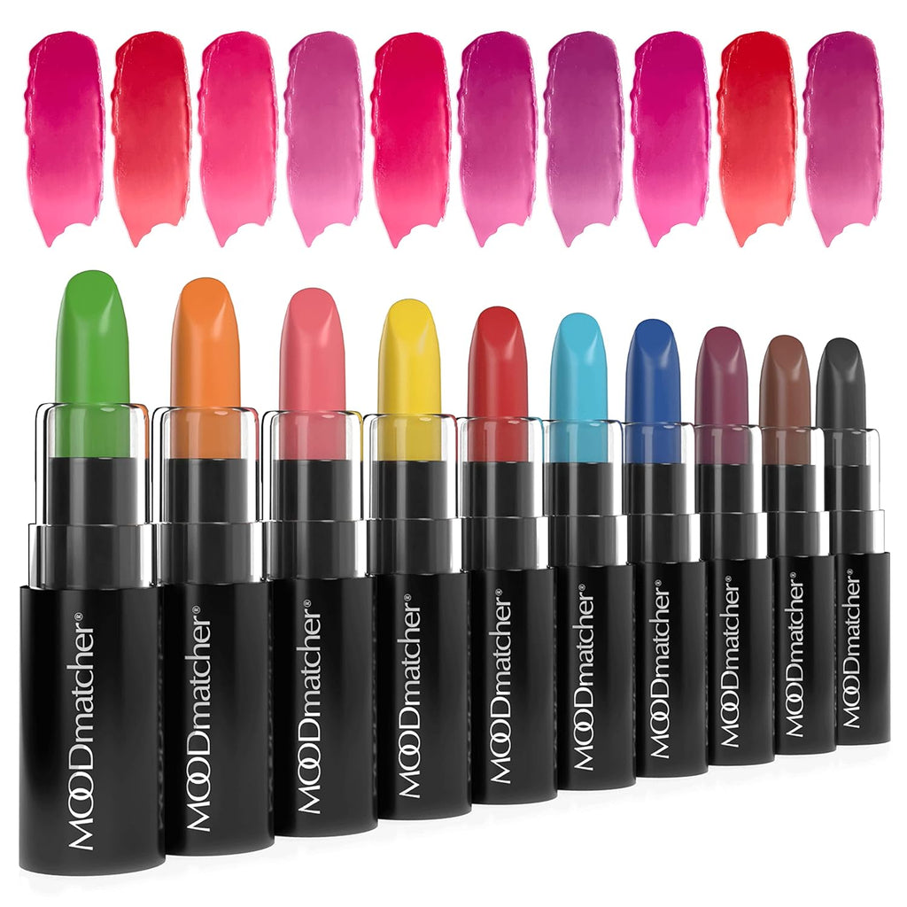 Buy now MOODmatcher Lipstick, 10PC Collection of the Original Color-Change Lipstick - Maskproof, 12 HOUR Long Wear, Enriched with Aloe & Vitamin E for Ultra-Hydration, Waterproof - Made in USA at indiglob india