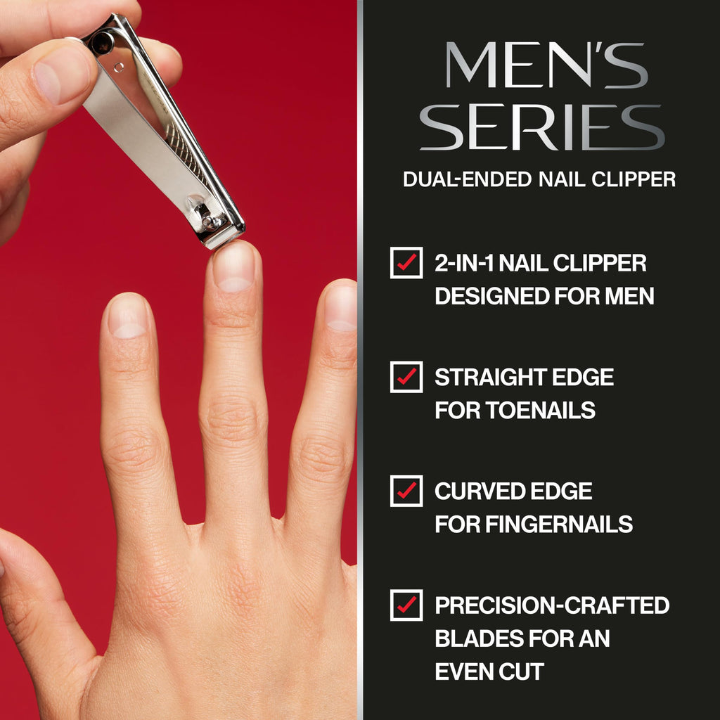 Buy now Revlon Dual-Ended Nail Clipper for Men, Straight and Curved Edges, for Fingernail and Toenail Trimming, Stainless Steel, 1 Count at indiglob india