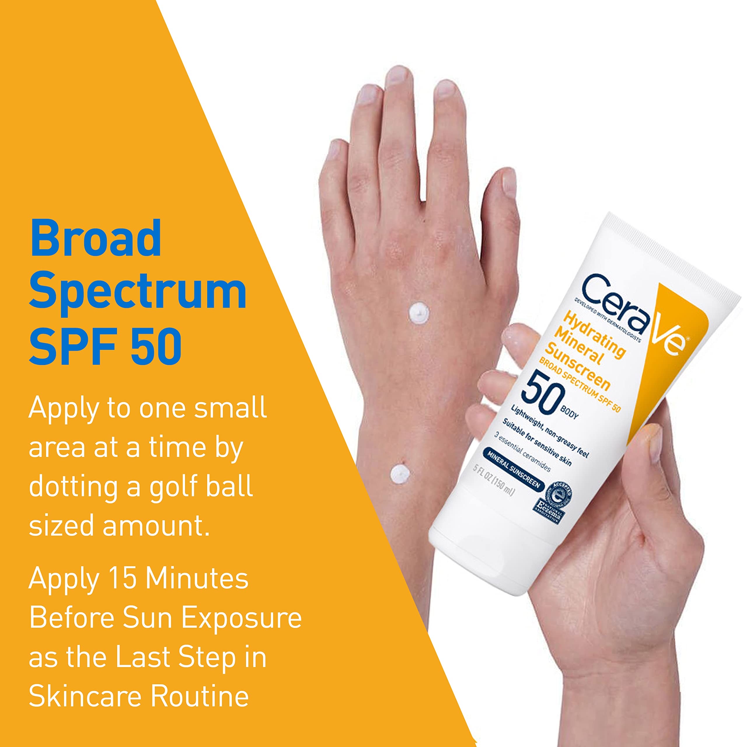 CeraVe Hydrating Mineral Sunscreen SPF 50 Face Sunscreen, Travel Size 2.5oz | Face Sunscreen with Zinc Oxide, Titanium Dioxide, Hyaluronic Acid, & Niacinamide For Broad Spectrum Protection