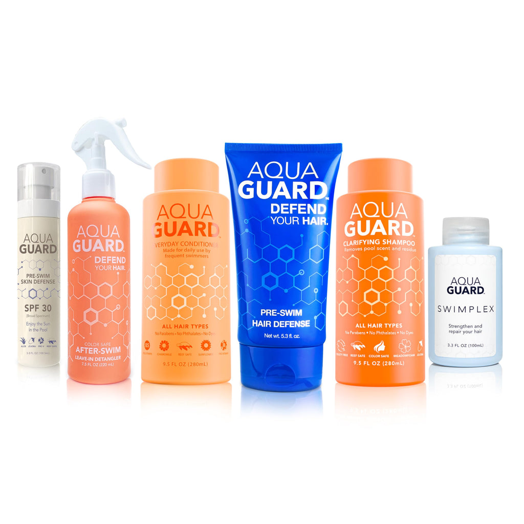AQUA GUARD Pre-Swim Hair Defense, Prevents Chlorine Damage (2-Pack) | Softens & protects for blonder blondes, vibrant color, and manageable curls. UV protection, made in California