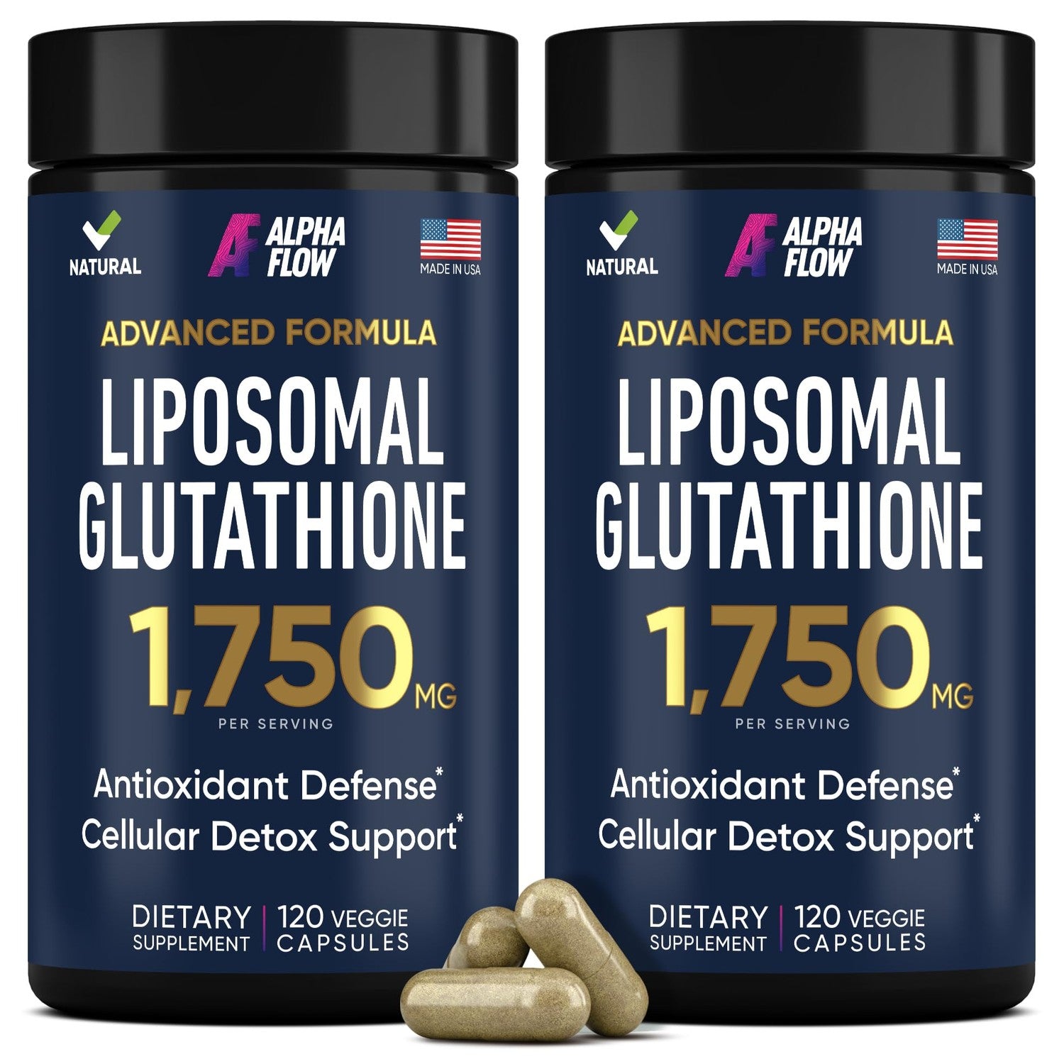 Liposomal Glutathione Supplement 1000MG + 750MG- Glutathione Liposomal with VIT C + Phospholipid Antioxidant Complex - 120 Caps - Powder&Liquid Alternative