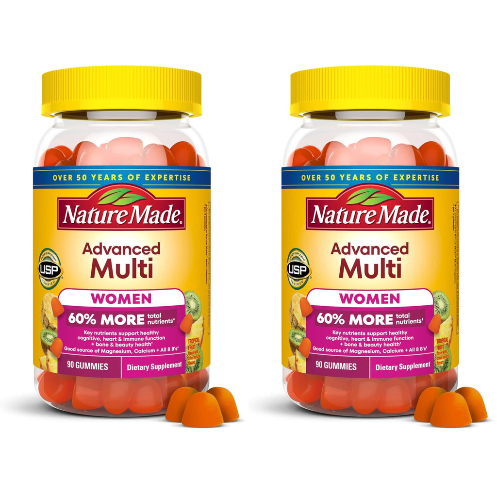 Nature Made Advanced Womens Gummy Multivitamins, 90 Multi Vitamin Gummies | Multivitamin Gummies for Women with Magnesium Citrate, Calcium, & B Vitamins, Daily Nutritional Support, 30 Day Supply
