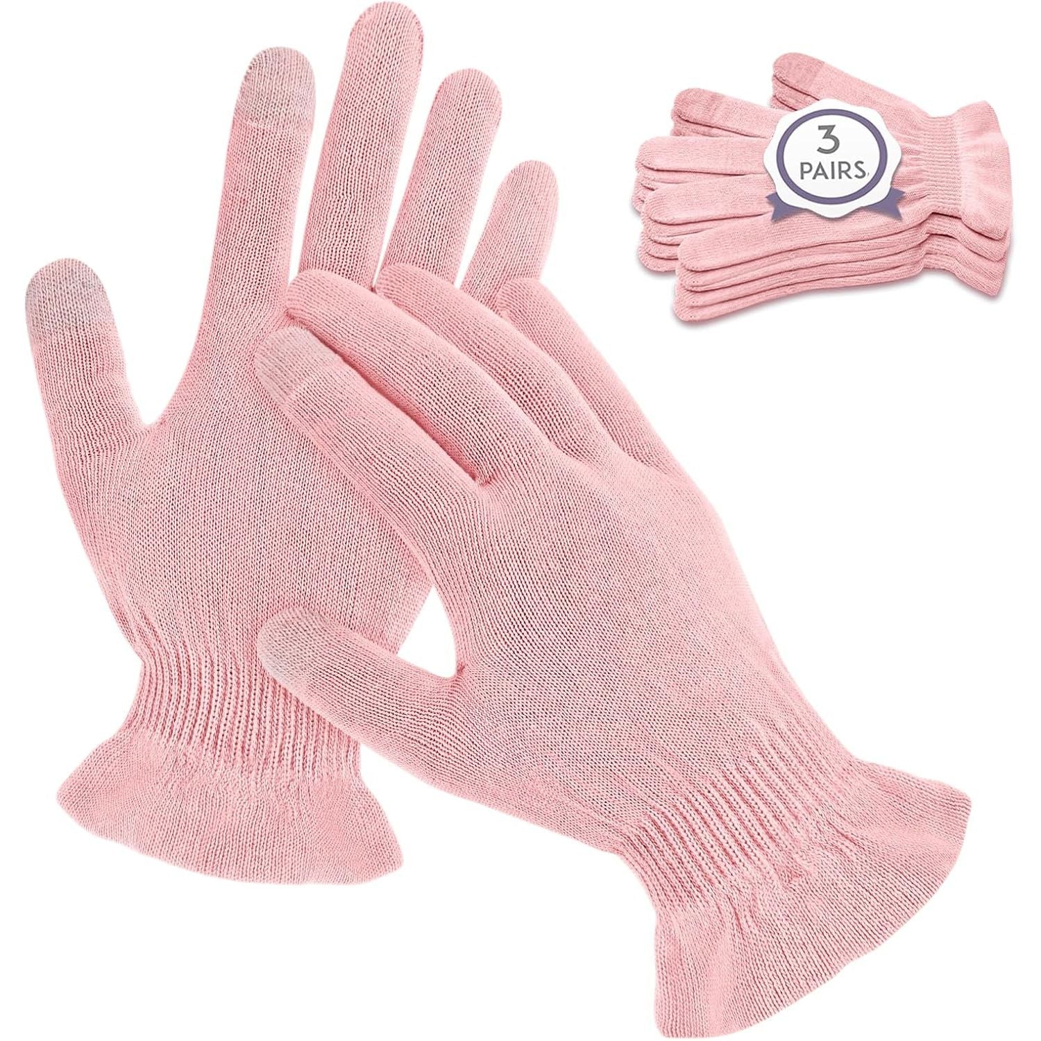 Buy now MIG4U Moisturizing Beauty Gloves Touchscreen Overnight Sleeping Glove for Women Dry Hands, Nighttime Lotion, Eczema, SPA, Cosmetic Treatment, Grey Purple 3 Pairs Size S/M L XL - 3 Pairs Pink at indiglob india
