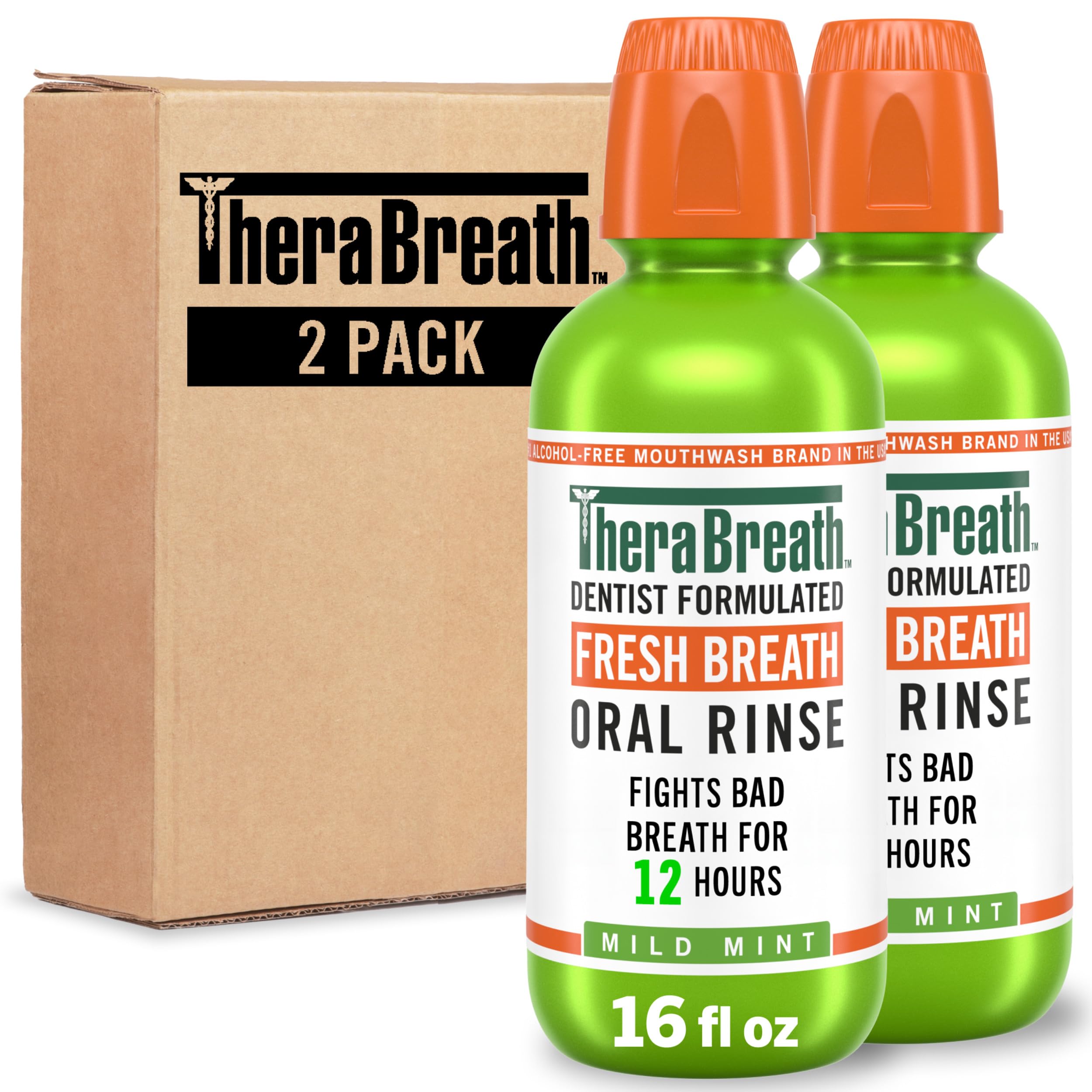Buy now TheraBreath Fresh Breath Mouthwash, Mild Mint Flavor, Alcohol-Free, 16 Fl Oz (2-Pack) at indiglob india