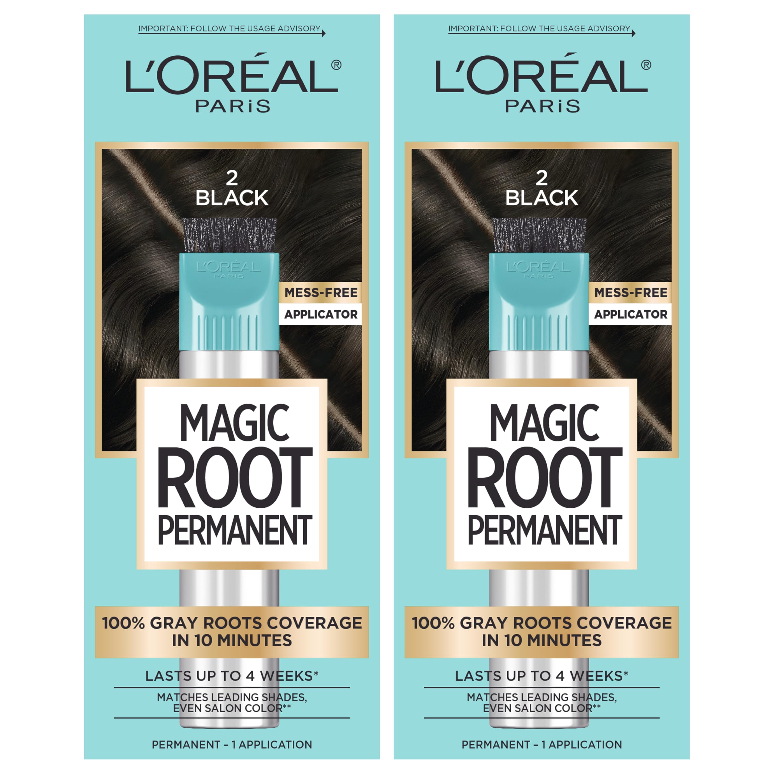 Buy now L'Oreal Paris Magic Root Rescue 10 Minute Root Hair Coloring Kit, Permanent Hair Color with Quick Precision Applicator, 100 percent Gray Coverage, 4 Dark Brown, 2 count at indiglob india