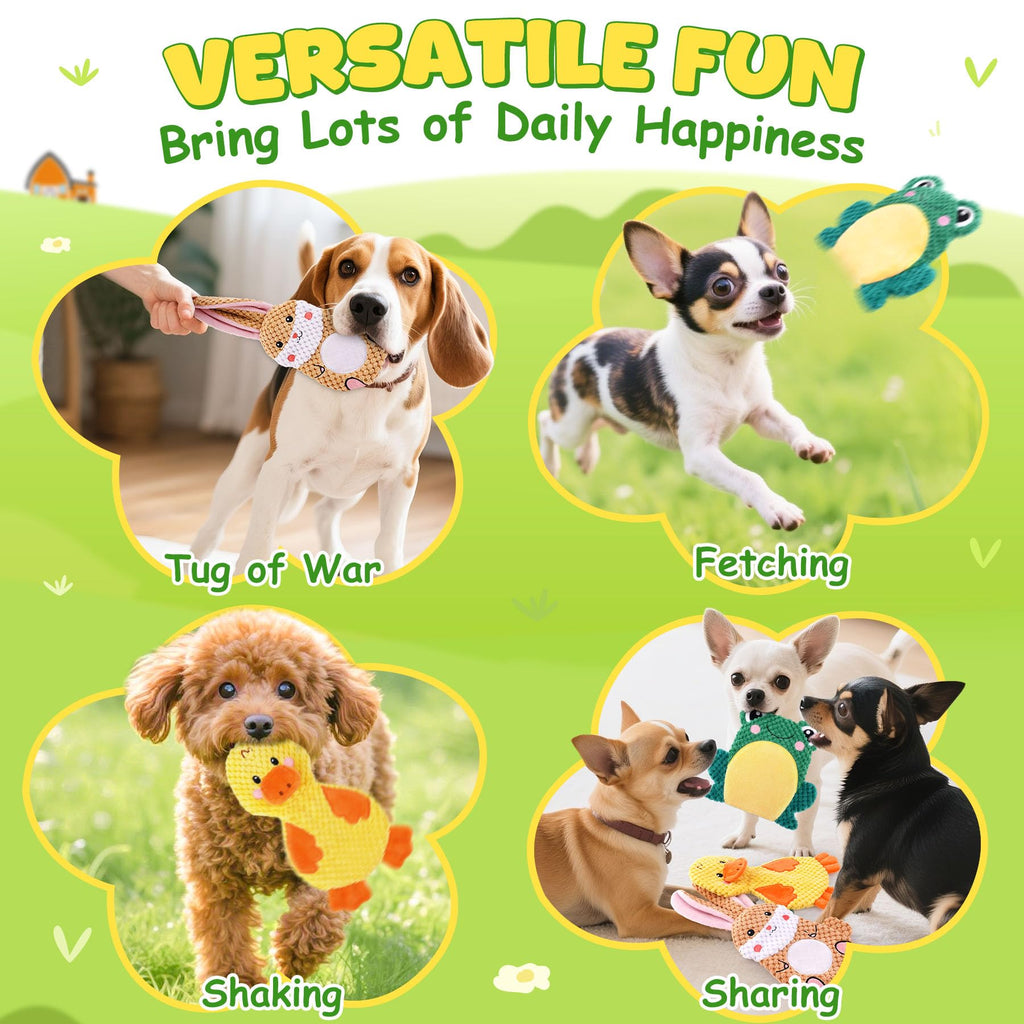 XIUGOAL Dog Toys to Keep Them Busy, 3 Pack No Stuffing Interactive Dog Toys with Crinkle, Squeaky Puppy Chew Toys for Small, Medium Breeds