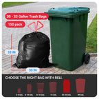 Reli. 30 Gallon Trash Bags Drawstring | 150 Count | Black | 30 Gallon Garbage Bags Heavy Duty | Large 30 Gal
