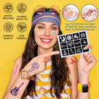Suu66 Temporary Tattoo Markers Kit, Dual-End 16 Colors with 80 Stencils for Body Art | Skin-Safe, Washable, Cosmetic-Grade | for Kids & Adults