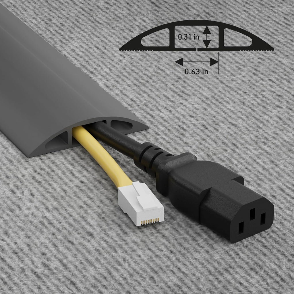 Buy now D-Line 6ft Floor Cord Cover, Cable Channel, Protect Cords, Prevent Trips - 0.63" W x 0.31" H - Gray at indiglob india