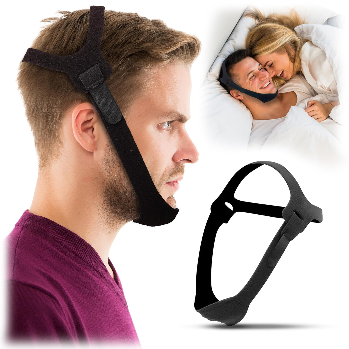 Chin Strap for CPAP Users and Sleeping - Anti Snoring Device