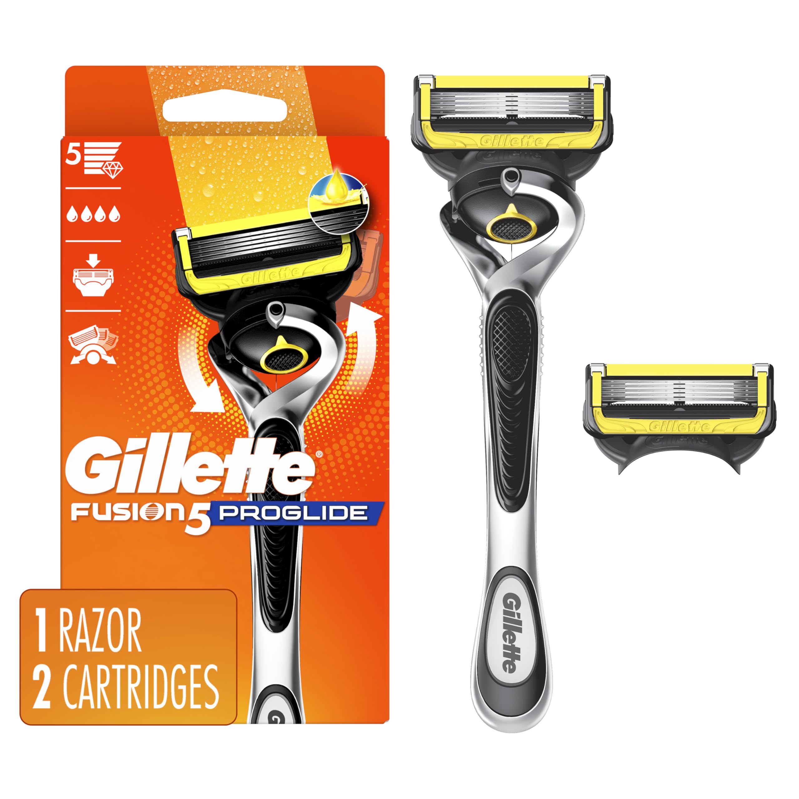 Buy now Gillette ProGlide Shield Razor for Men, Handle + 2 Blade Refills at indiglob india