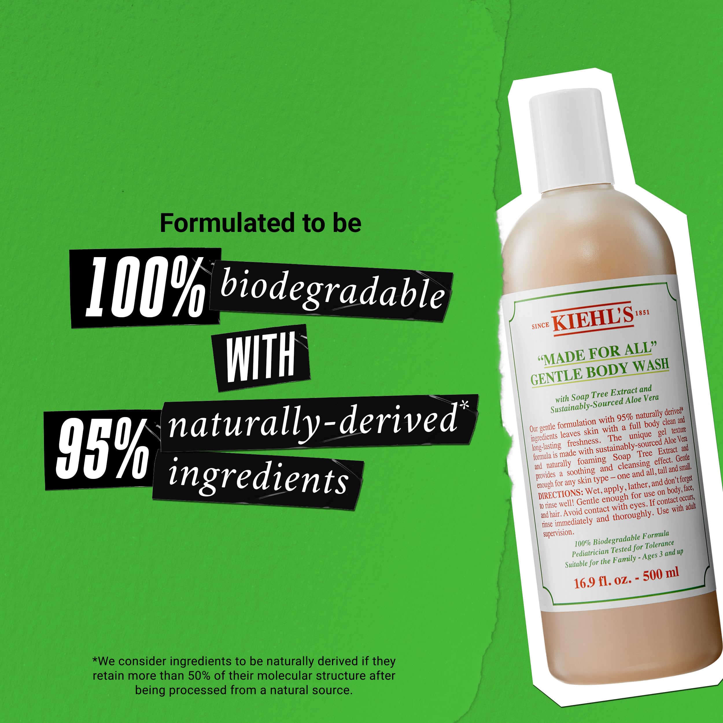 Buy now Kiehl's Made for All Gentle Body Cleanser, Shower Gel for Body & Hair, with Aloe Vera & Soap Tree Extract, Suitable for Family, All Skin Types, Dermatologist-tested, Pediatrician-tested - 16.9 fl oz at indiglob india