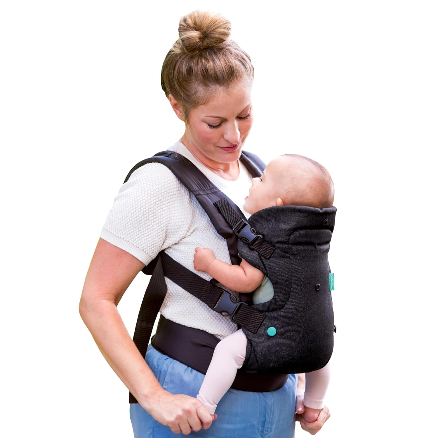 Buy now Infantino Flip 4-in-1 Convertible Baby Carrier, Adjustable, Ergonomic Babywearing, Registry Essential, Baby Carrier for Newborn to Toddler, Gray Black Denim at indiglob india