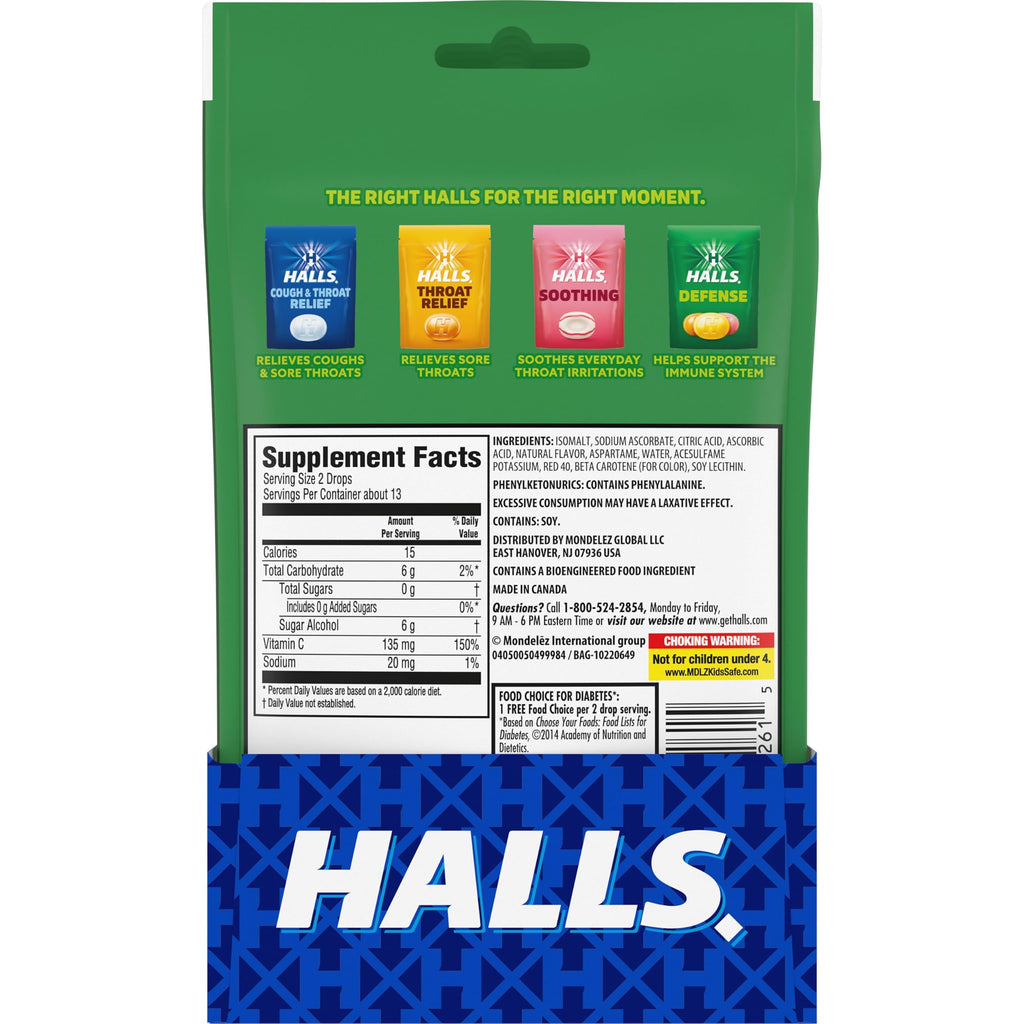 HALLS Defense Citrus Sugar Free Vitamin C Dietary Supplement Drops, 300 ct